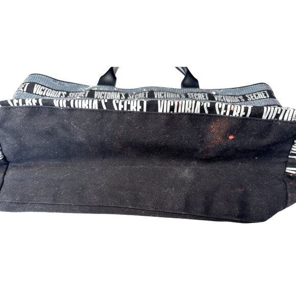 Victorias Secret Large Sequin Tote Bag Black & Silver With Zip Closure - Picture 3 of 10
